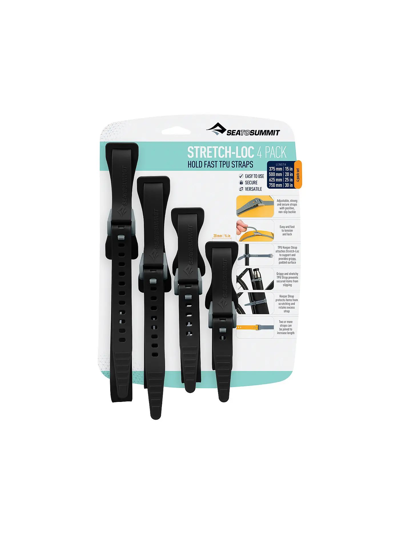 SEA TO SUMMIT | Stretch-Loc TPU Multifunktions-Befestigungssystem (4er Pack) | 